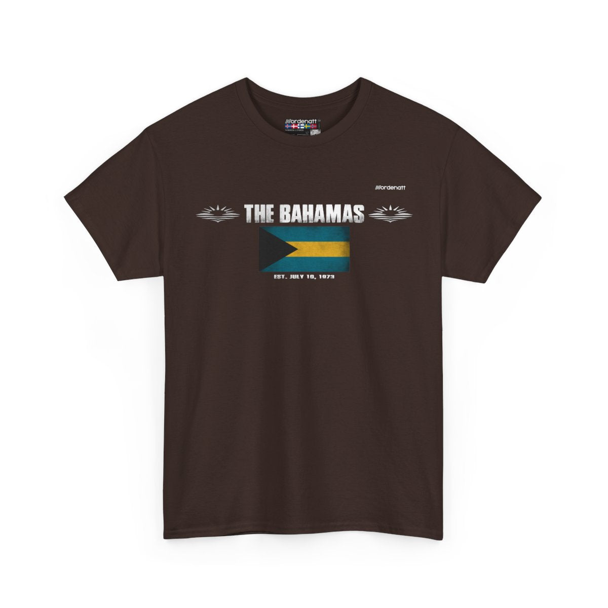 The Bahamas flag t-shirt in Dark Chocolate — premium cotton, Nordenatt