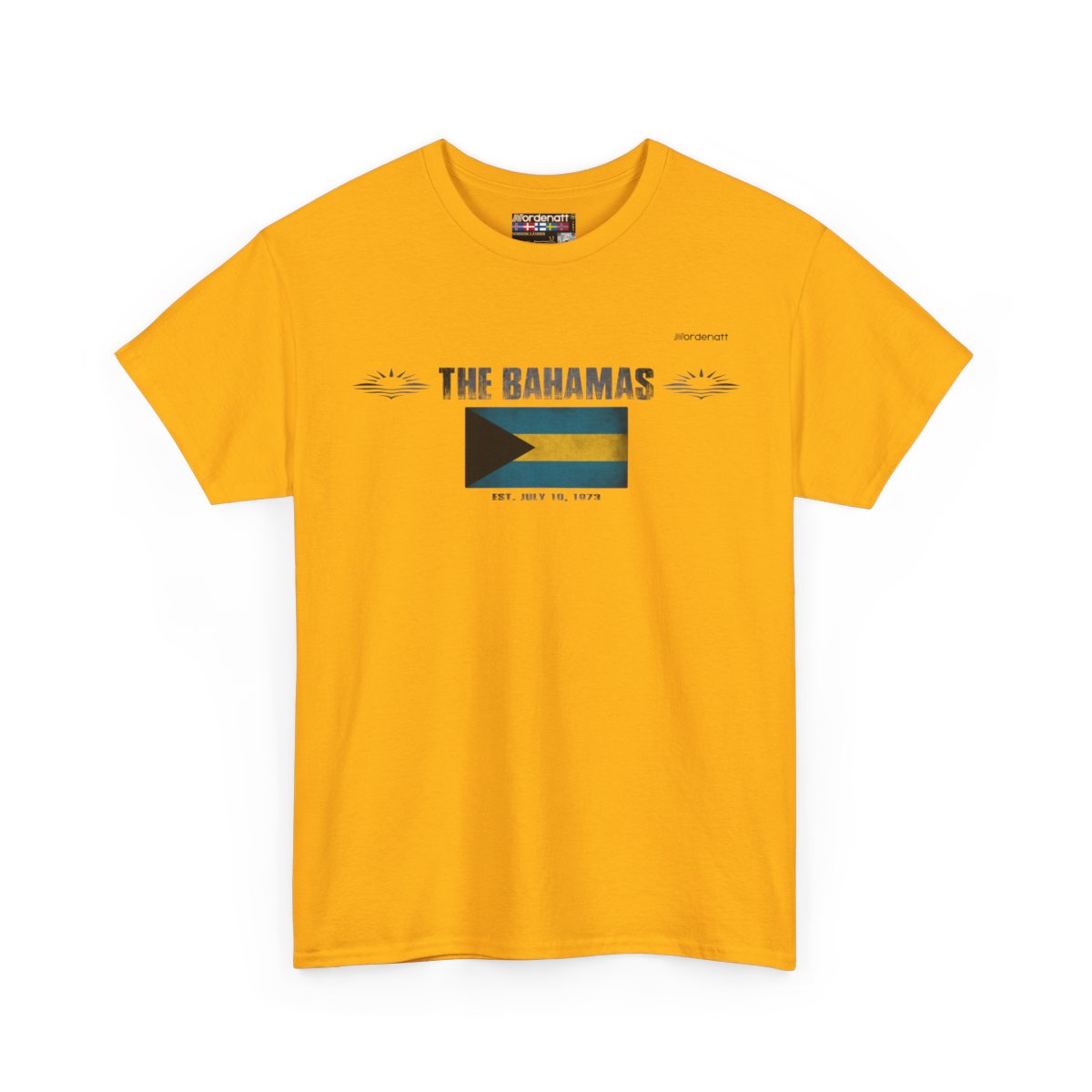 The Bahamas flag t-shirt in Gold — premium cotton, Nordenatt