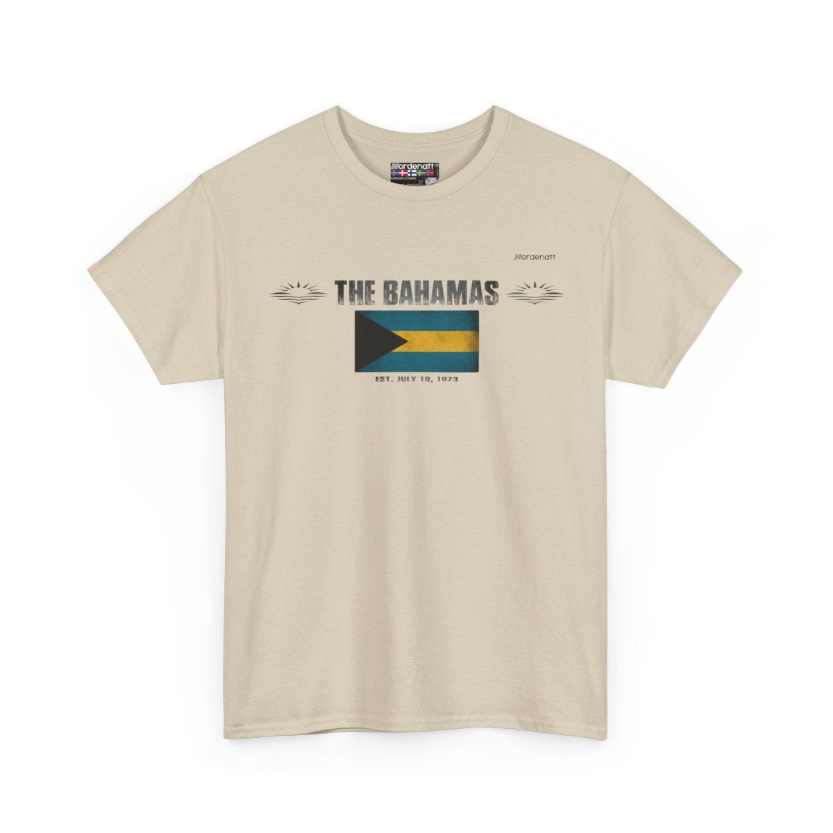 The Bahamas flag t-shirt in Sand — premium cotton, Nordenatt