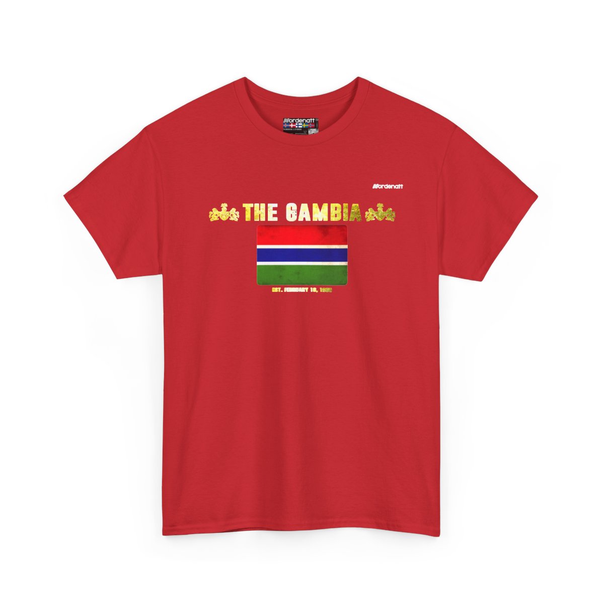 The Gambia flag t-shirt in Red — premium cotton, Nordenatt