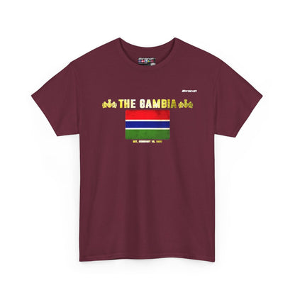 The Gambia flag t-shirt in Maroon — premium cotton, Nordenatt
