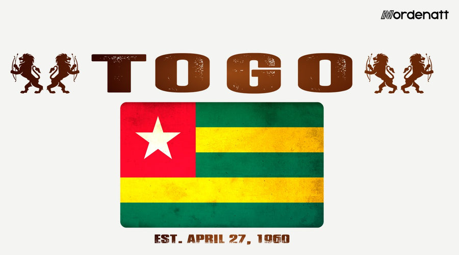 Togo design preview: flag, date and emblem inspiration printed on light t-shirts (Nordenatt)