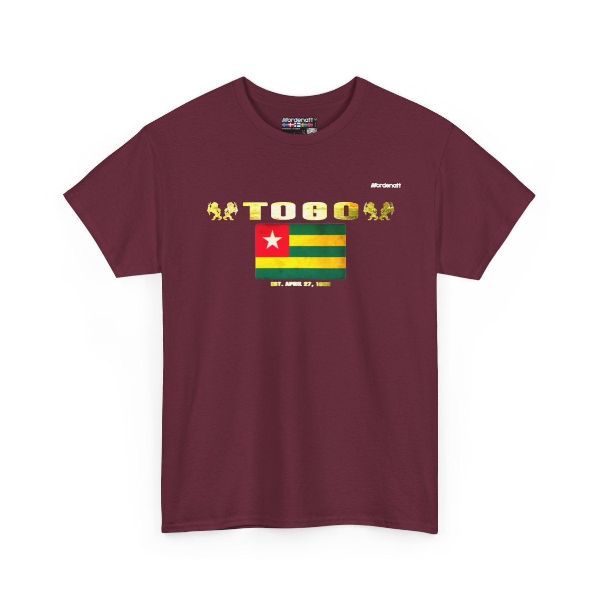 Togo flag t-shirt in Maroon — premium cotton, Nordenatt