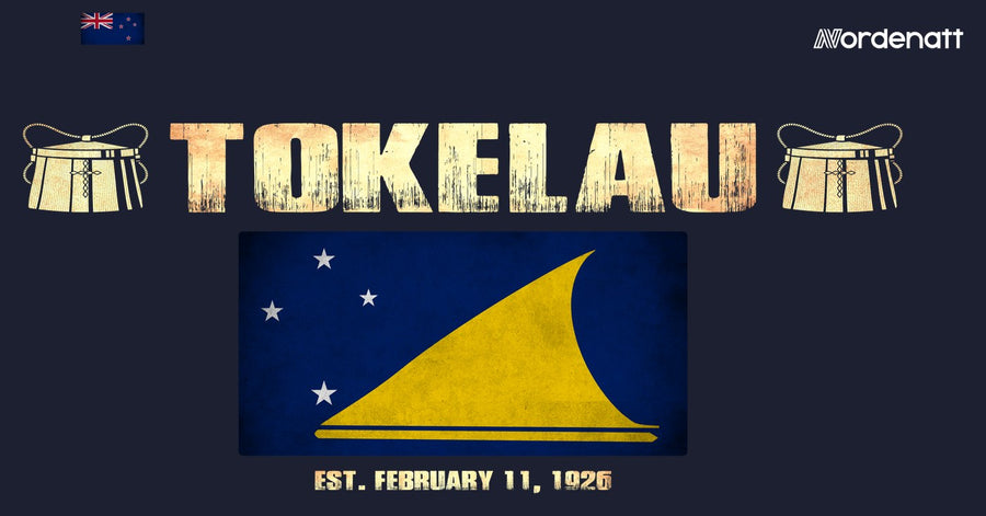 Tokelau design preview: flag, date and emblem inspiration printed on dark t-shirts (Nordenatt)
