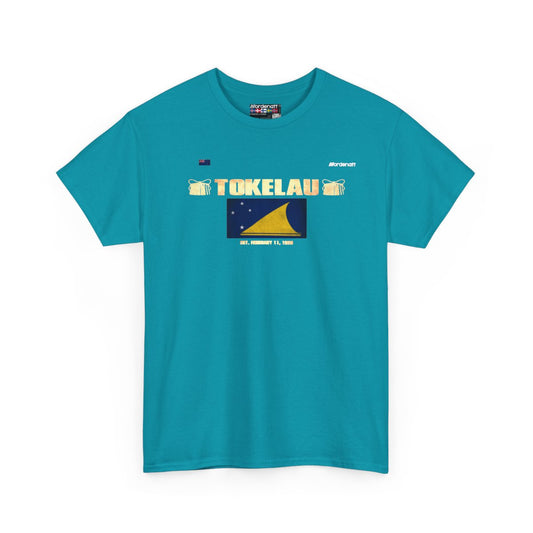 Tokelau flag t-shirt in Tropical Blue — premium cotton, Nordenatt