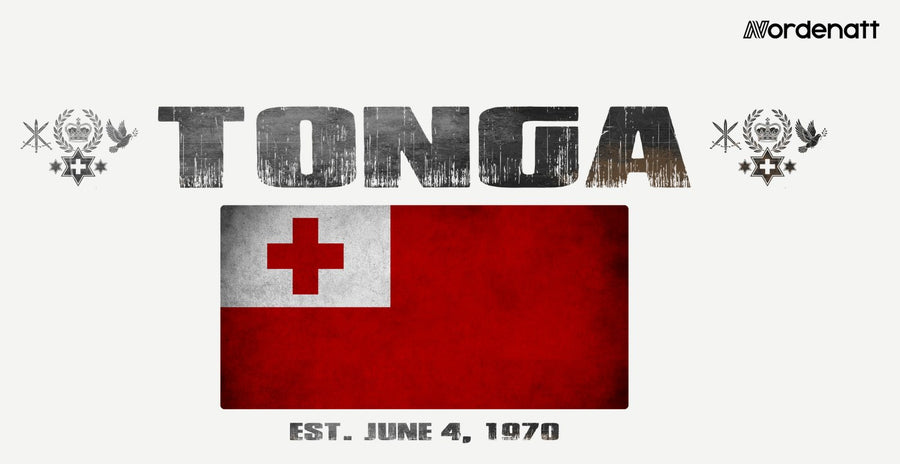 Tonga design preview: flag, date and emblem inspiration printed on light t-shirts (Nordenatt)