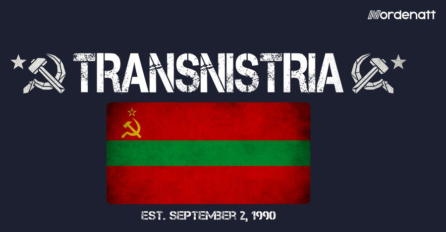 Transnistria design preview: flag, date and emblem inspiration printed on dark t-shirts (Nordenatt)