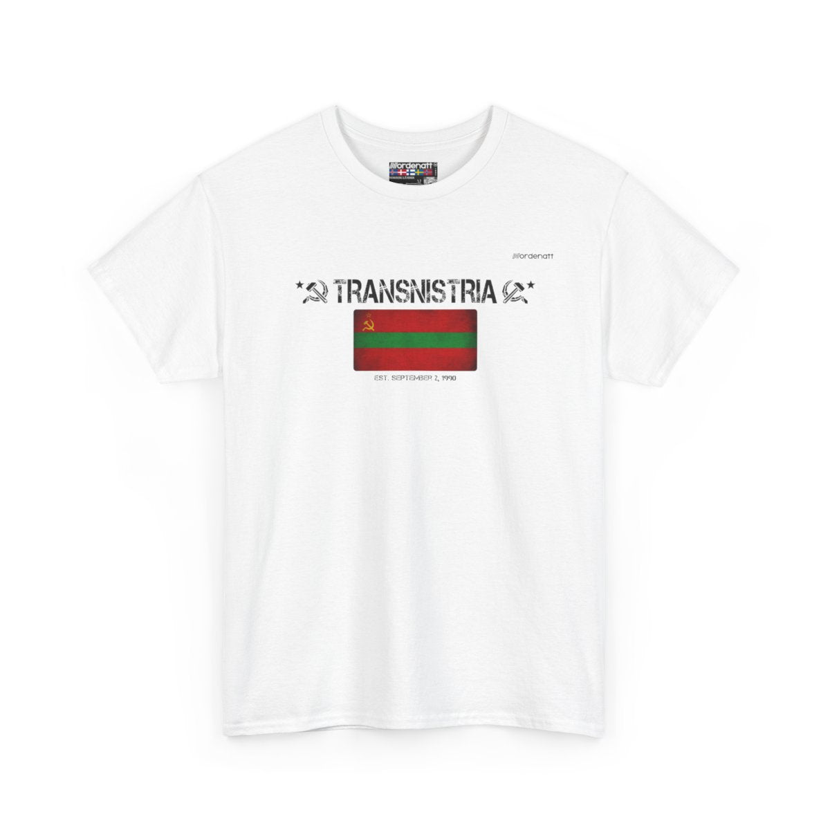 Transnistria flag t-shirt in White — premium cotton, Nordenatt