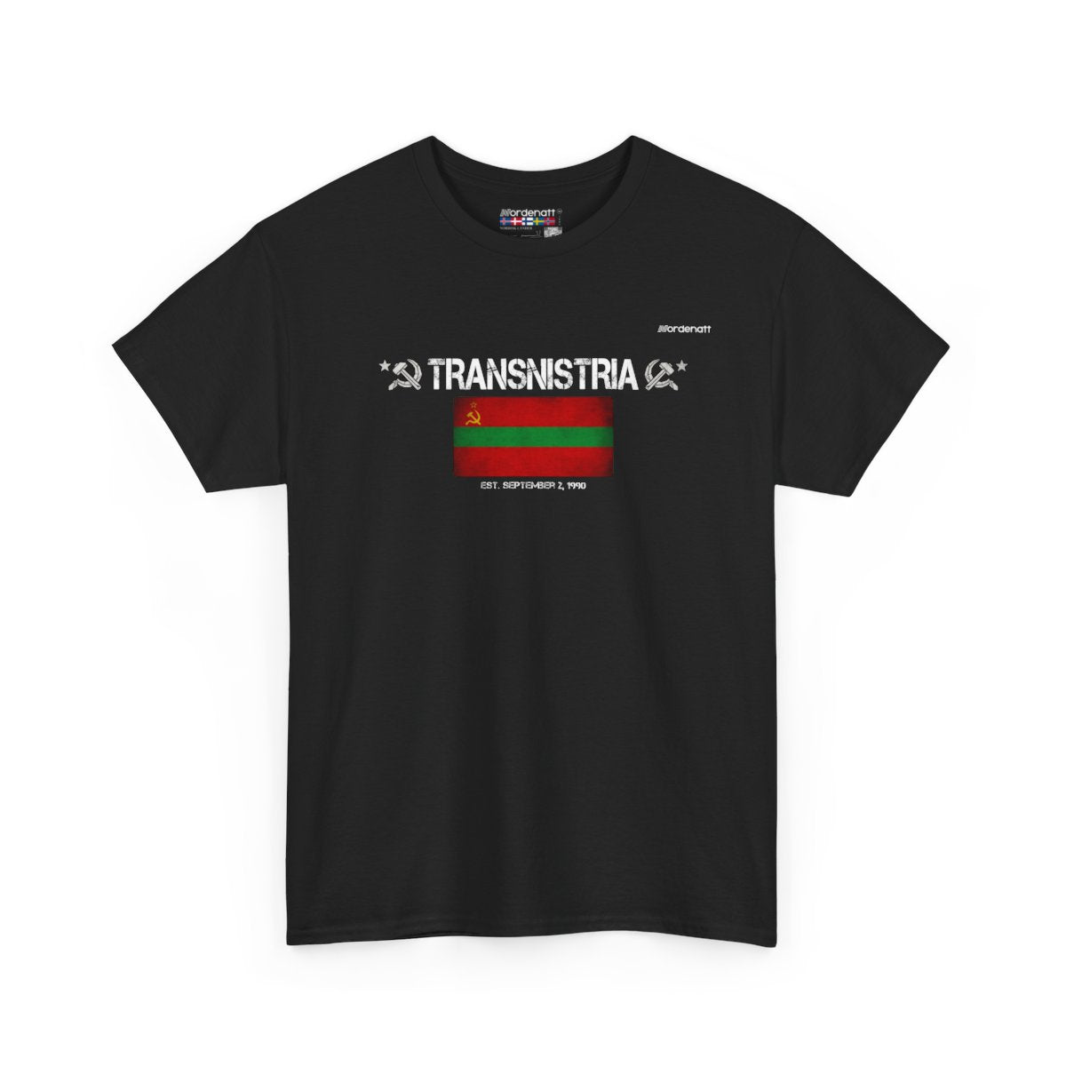 Transnistria flag t-shirt in Black — premium cotton, Nordenatt