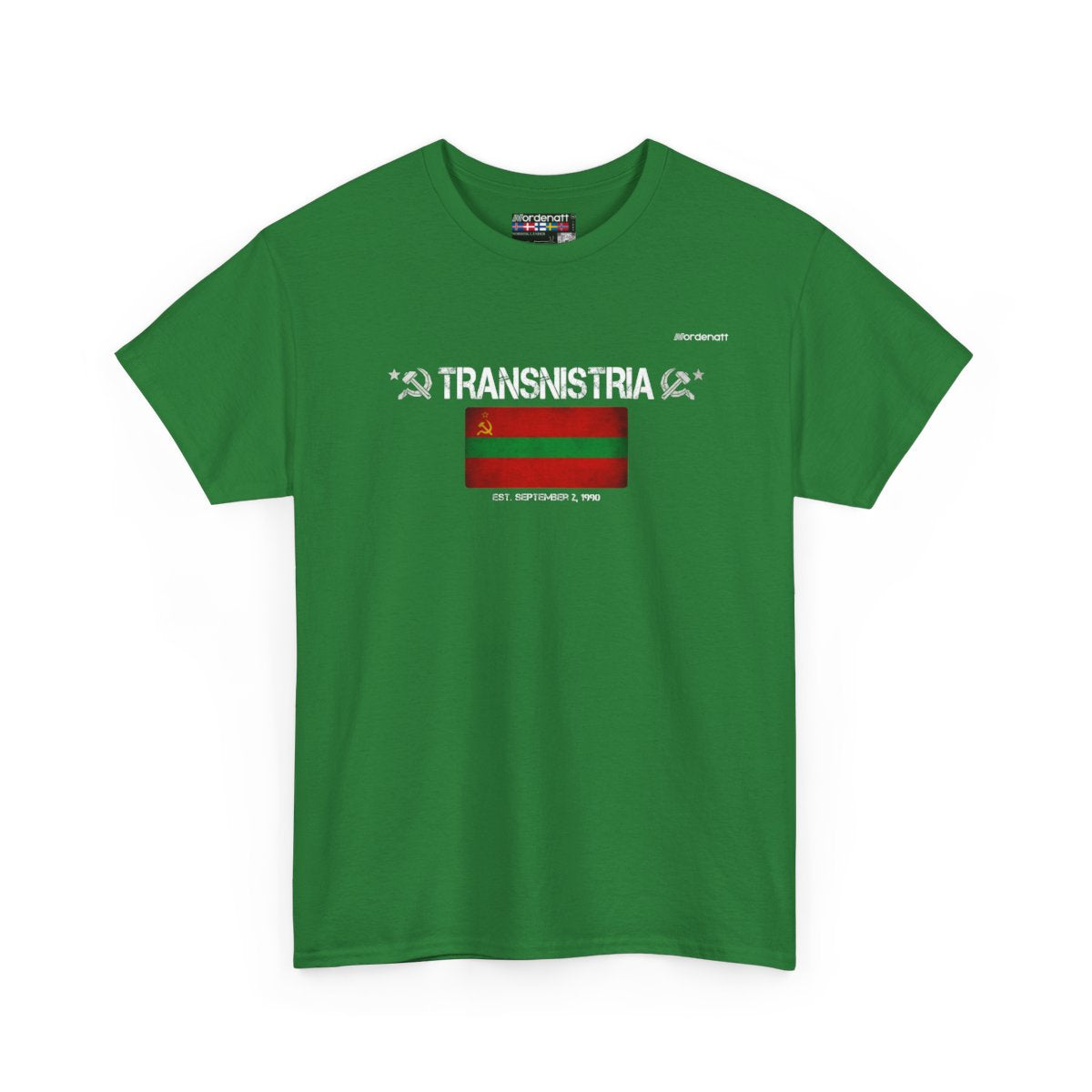 Transnistria flag t-shirt in Turf Green — premium cotton, Nordenatt
