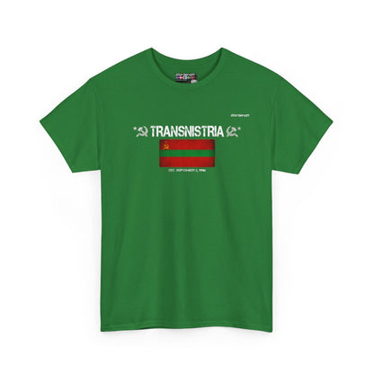 Transnistria flag t-shirt in Turf Green — premium cotton, Nordenatt