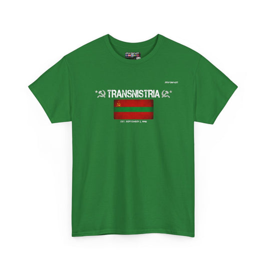 Transnistria flag t-shirt in Turf Green — premium cotton, Nordenatt