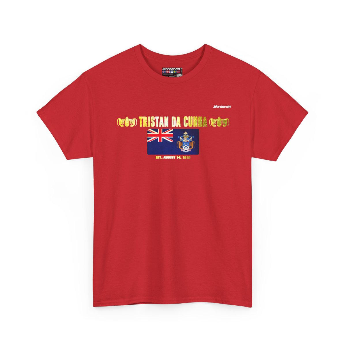 Tristan da Cunha flag t-shirt in Red — premium cotton, Nordenatt