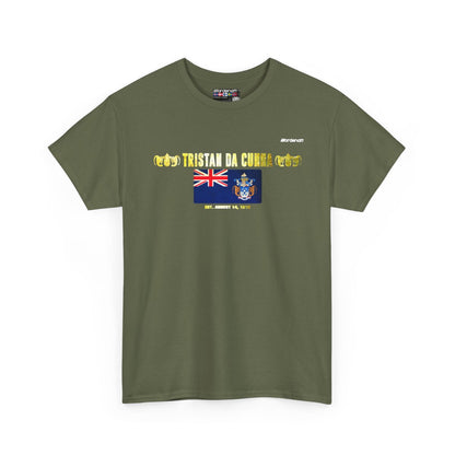 Tristan da Cunha flag t-shirt in Military Green — premium cotton, Nordenatt