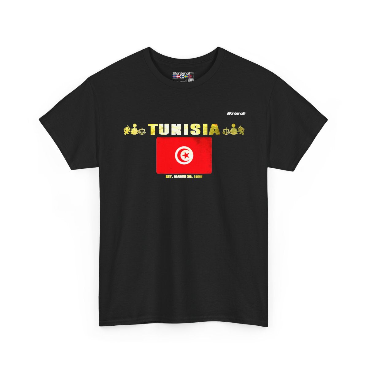 Tunisia flag t-shirt in Black — premium cotton, Nordenatt