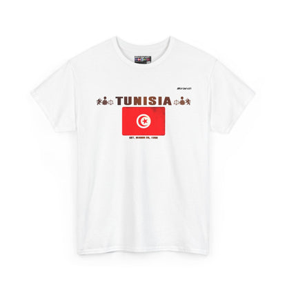 Tunisia flag t-shirt in White — premium cotton, Nordenatt