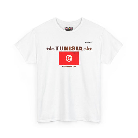 Tunisia flag t-shirt in White — premium cotton, Nordenatt
