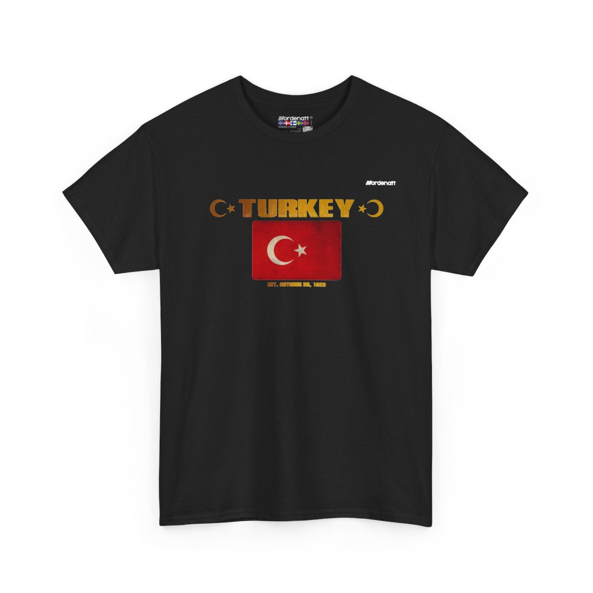 Turkey flag t-shirt in Black — premium cotton, Nordenatt