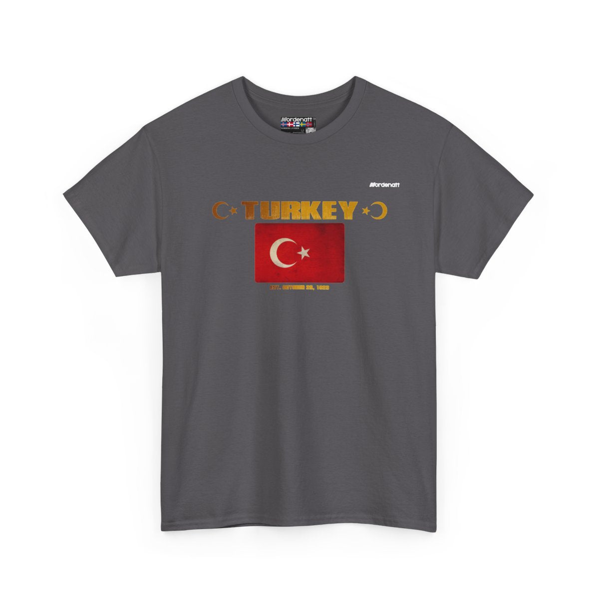 Turkey flag t-shirt in Charcoal — premium cotton, Nordenatt