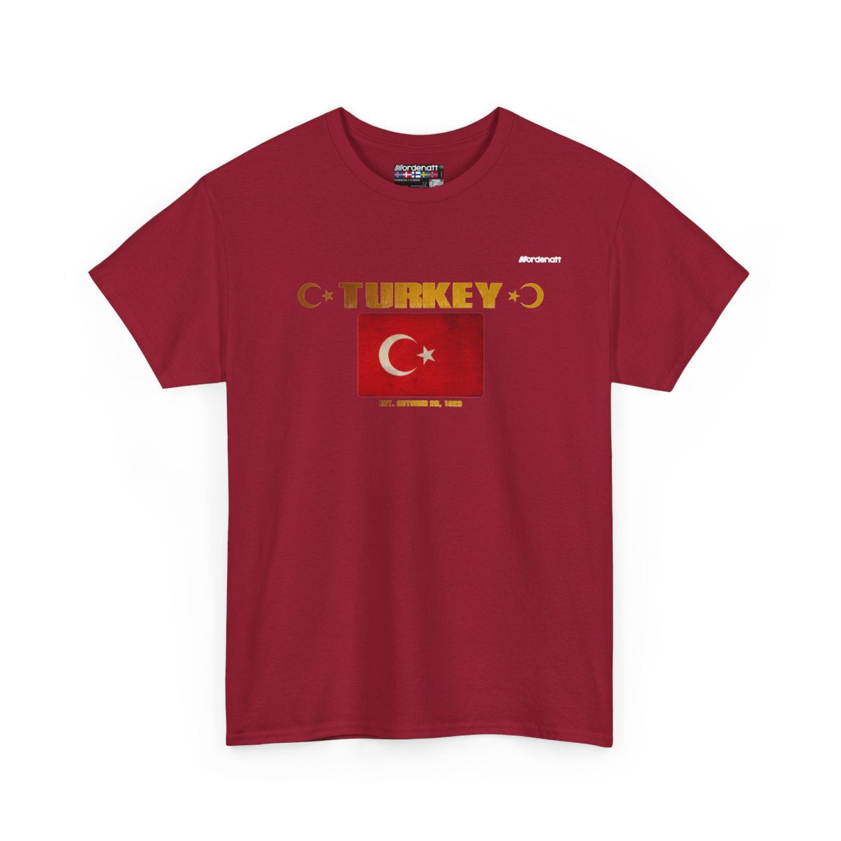 Turkey flag t-shirt in Cardinal Red — premium cotton, Nordenatt