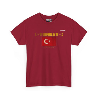 Turkey flag t-shirt in Cardinal Red — premium cotton, Nordenatt