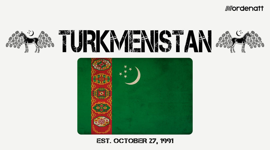 Turkmenistan design preview: flag, date and emblem inspiration printed on light t-shirts (Nordenatt)