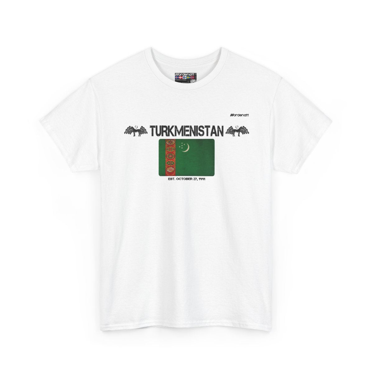 Turkmenistan flag t-shirt in White — premium cotton, Nordenatt