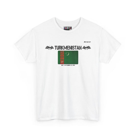 Turkmenistan flag t-shirt in White — premium cotton, Nordenatt