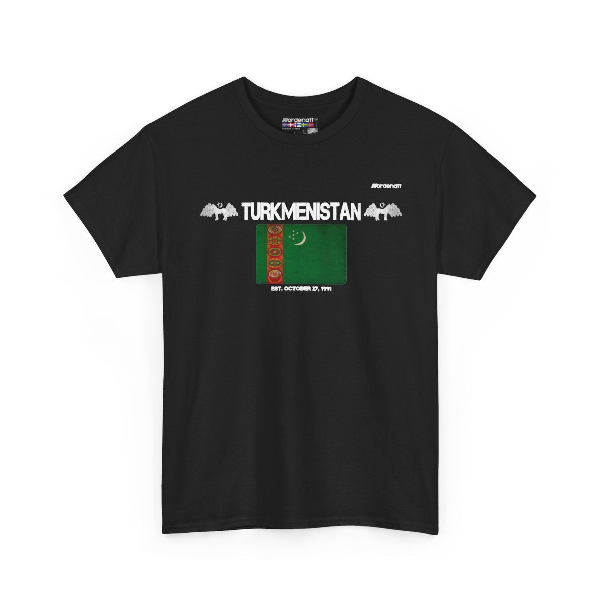 Turkmenistan flag t-shirt in Black — premium cotton, Nordenatt