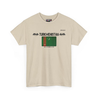 Turkmenistan flag t-shirt in Sand — premium cotton, Nordenatt