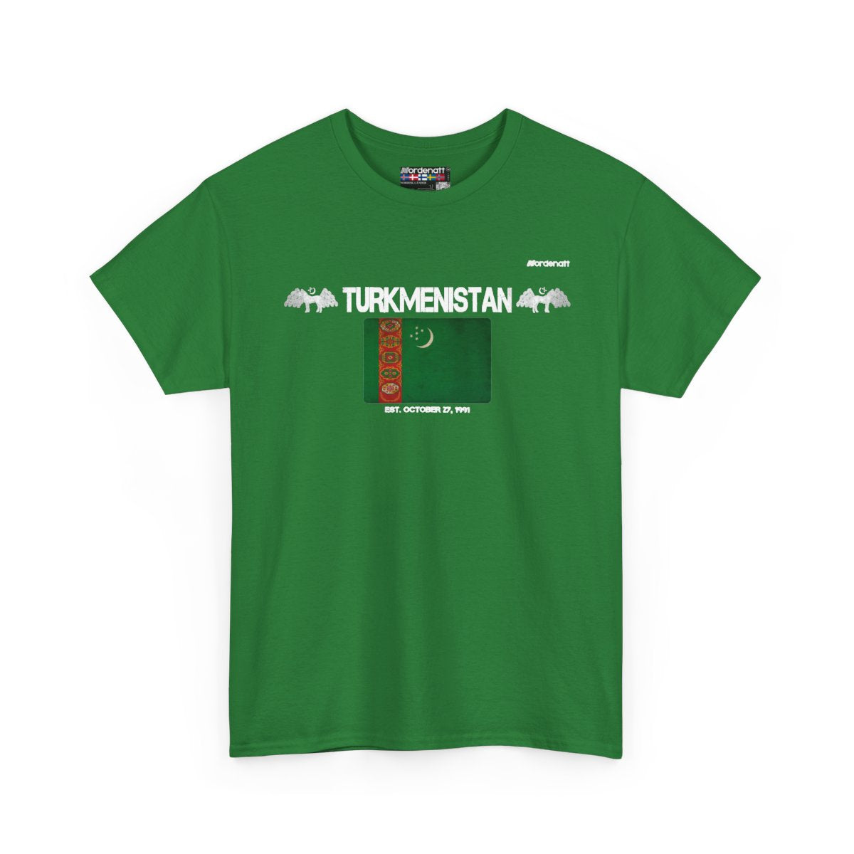 Turkmenistan flag t-shirt in Turf Green — premium cotton, Nordenatt