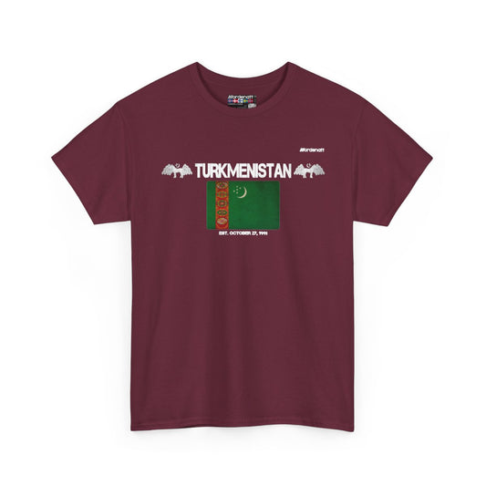 Turkmenistan flag t-shirt in Maroon — premium cotton, Nordenatt