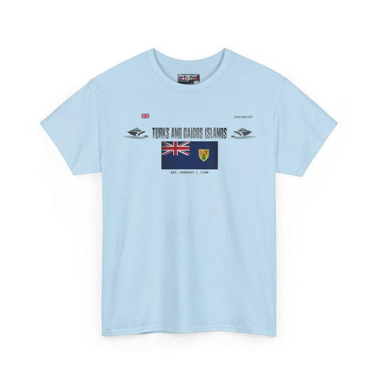 Turks And Caicos Islands flag t-shirt in Light Blue — premium cotton, Nordenatt