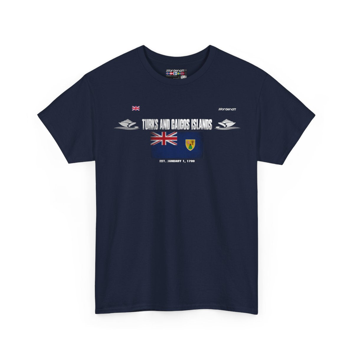 Turks And Caicos Islands flag t-shirt in Navy — premium cotton, Nordenatt