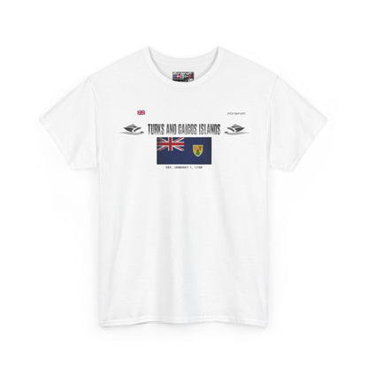 Turks And Caicos Islands flag t-shirt in White — premium cotton, Nordenatt