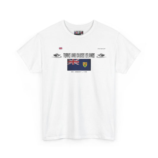 Turks And Caicos Islands flag t-shirt in White — premium cotton, Nordenatt