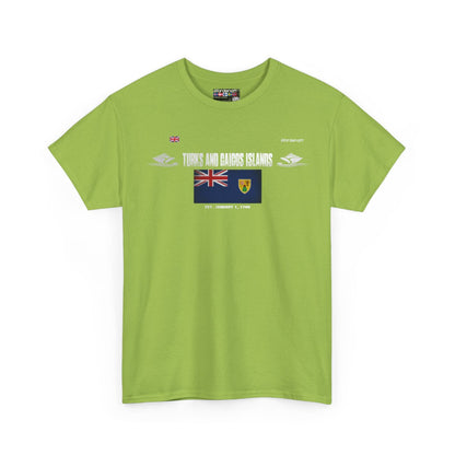 Turks And Caicos Islands flag t-shirt in Kiwi — premium cotton, Nordenatt