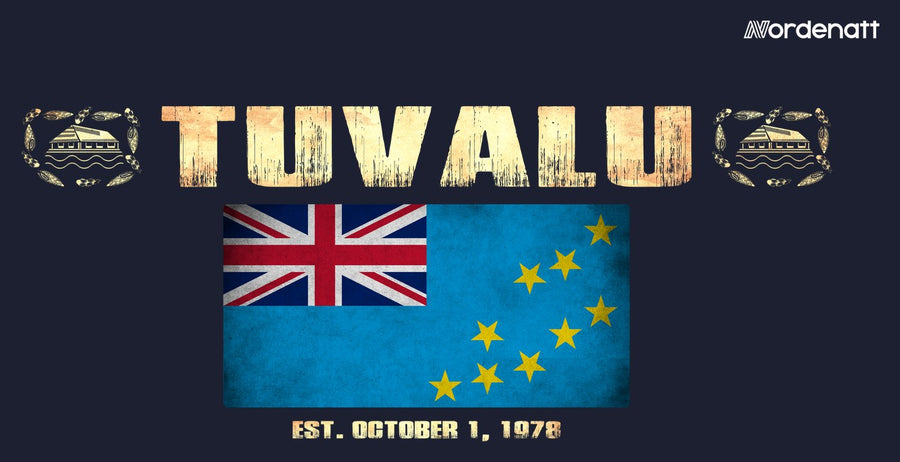 Tuvalu design preview: flag, date and emblem inspiration printed on dark t-shirts (Nordenatt)