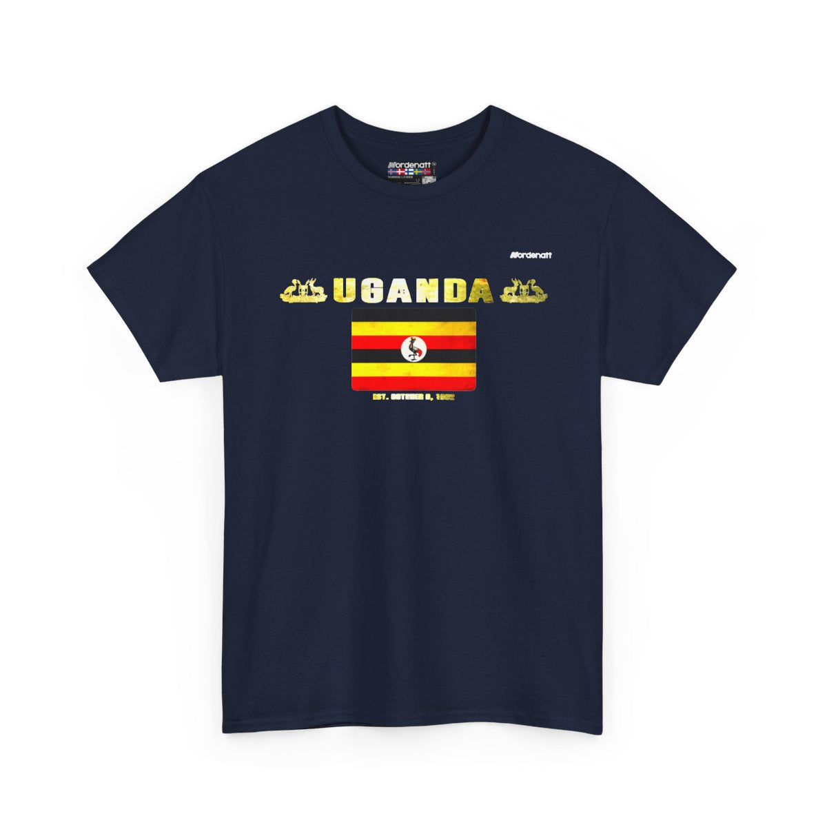 Uganda flag t-shirt in Navy — premium cotton, Nordenatt