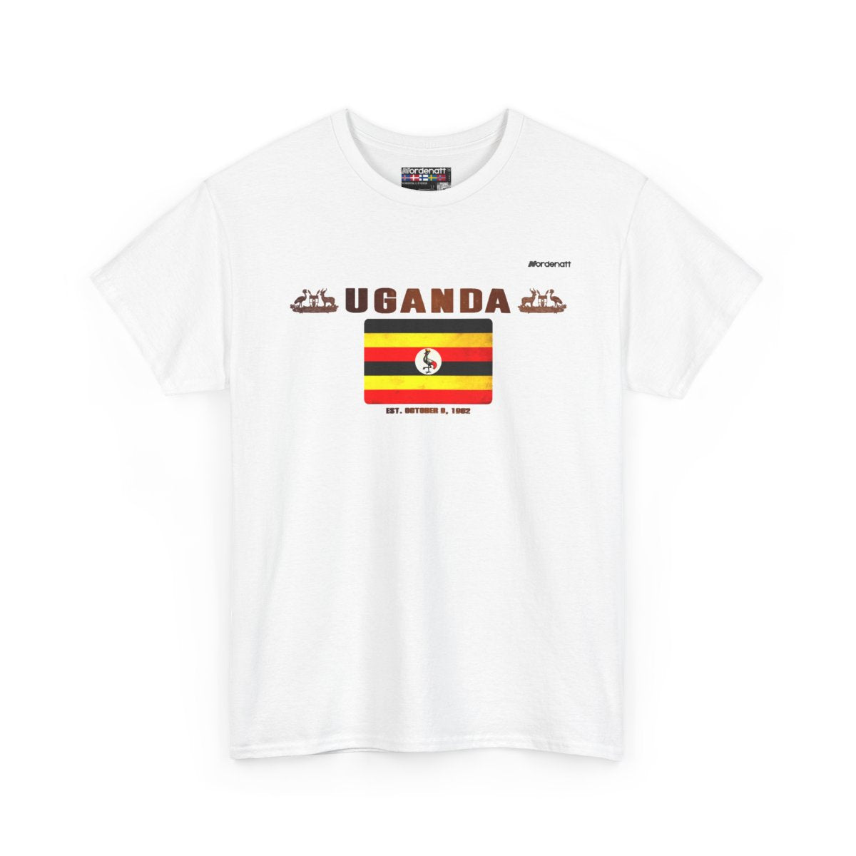 Uganda flag t-shirt in White — premium cotton, Nordenatt