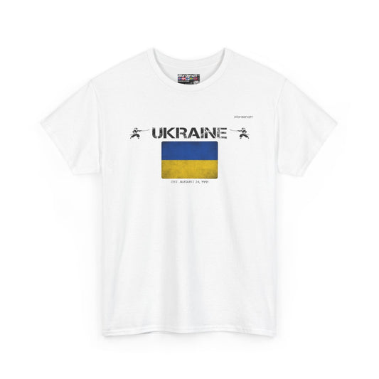Ukraine flag t-shirt in White — premium cotton, Nordenatt