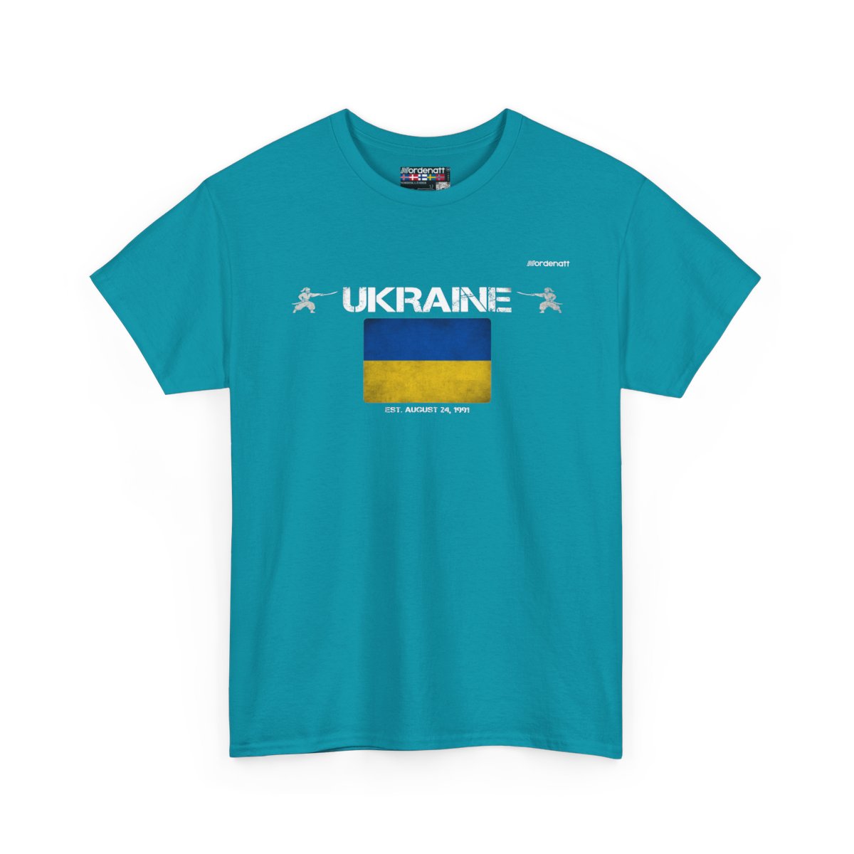Ukraine flag t-shirt in Tropical Blue — premium cotton, Nordenatt