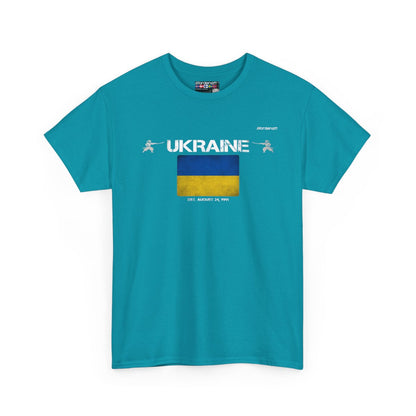 Ukraine flag t-shirt in Tropical Blue — premium cotton, Nordenatt