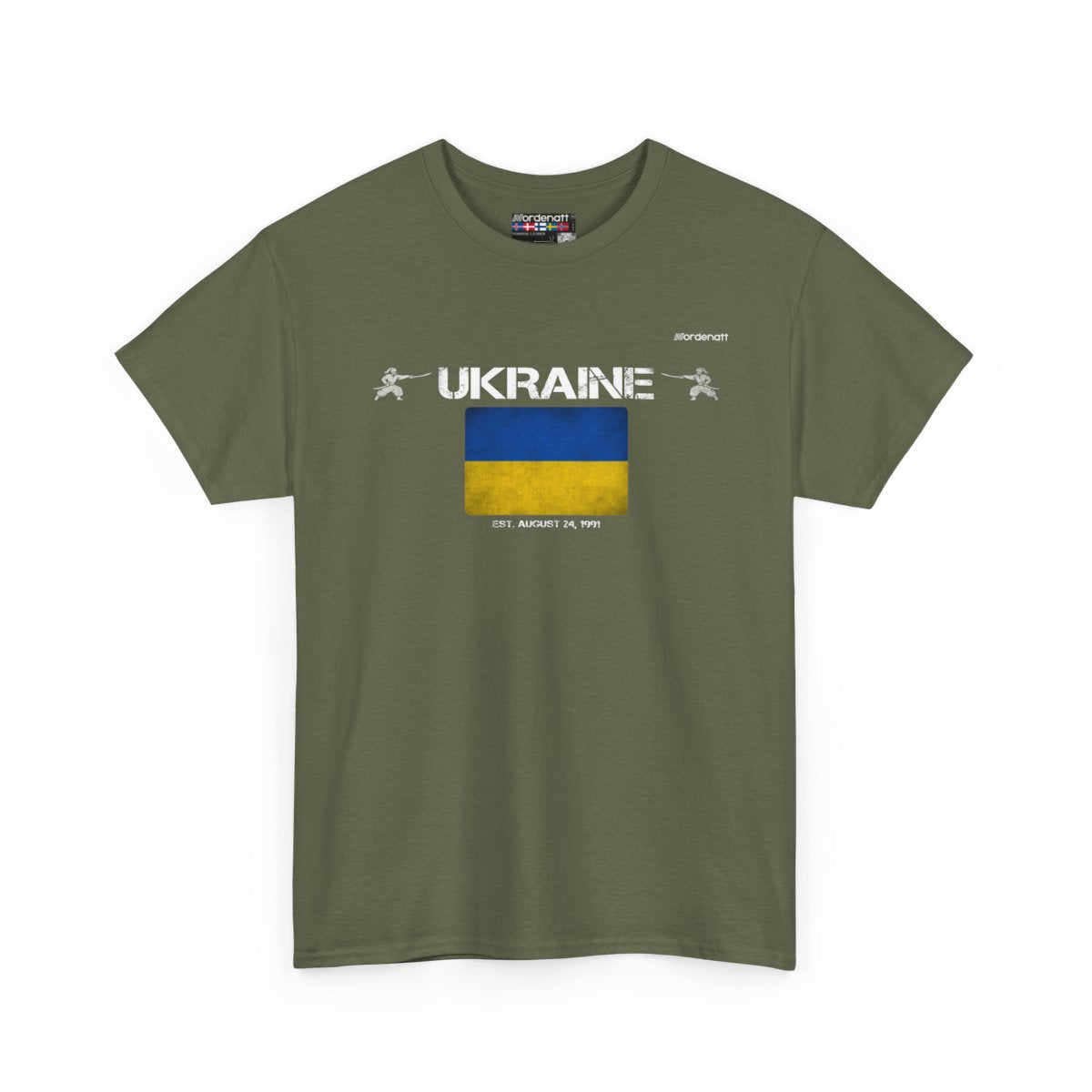 Ukraine flag t-shirt in Military Green — premium cotton, Nordenatt