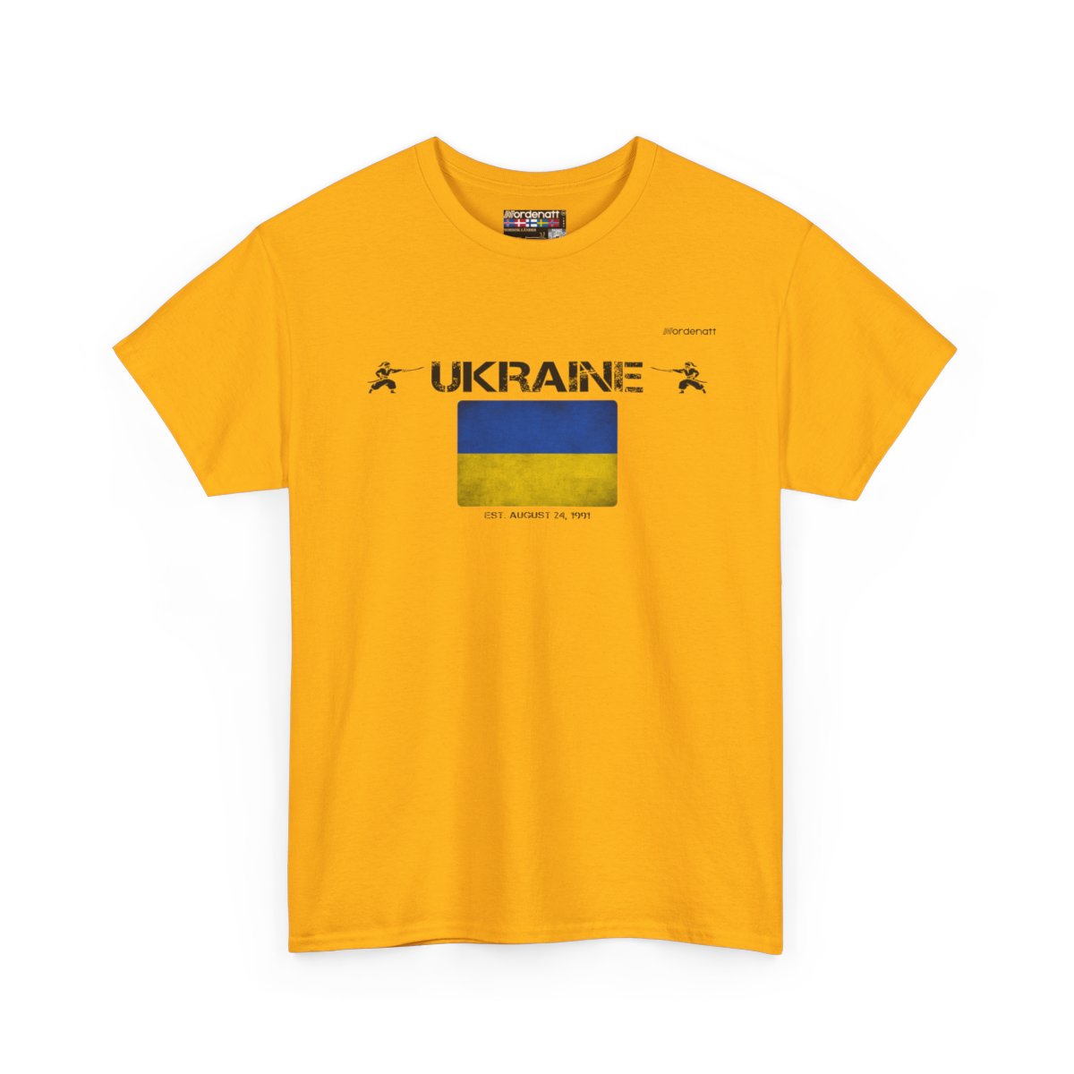 Ukraine flag t-shirt in Gold — premium cotton, Nordenatt