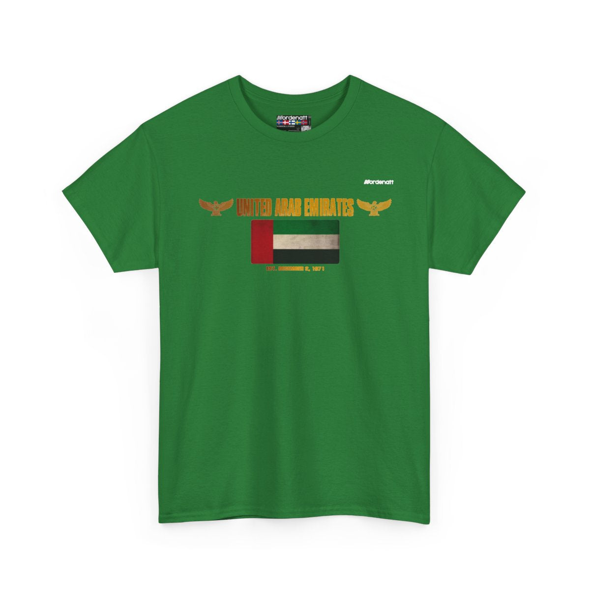 United Arab Emirates flag t-shirt in Turf Green — premium cotton, Nordenatt