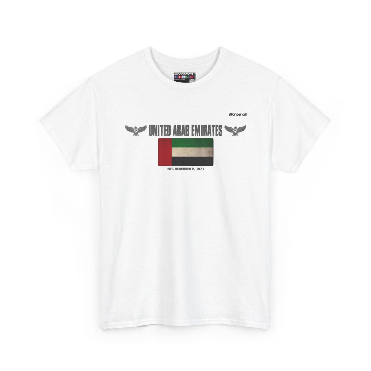 United Arab Emirates flag t-shirt in White — premium cotton, Nordenatt