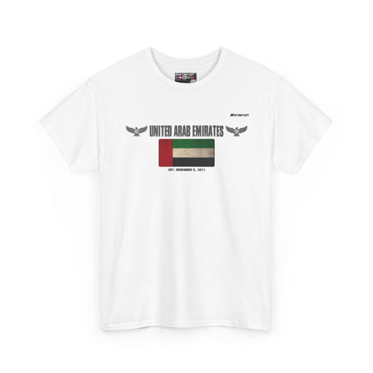 United Arab Emirates flag t-shirt in White — premium cotton, Nordenatt