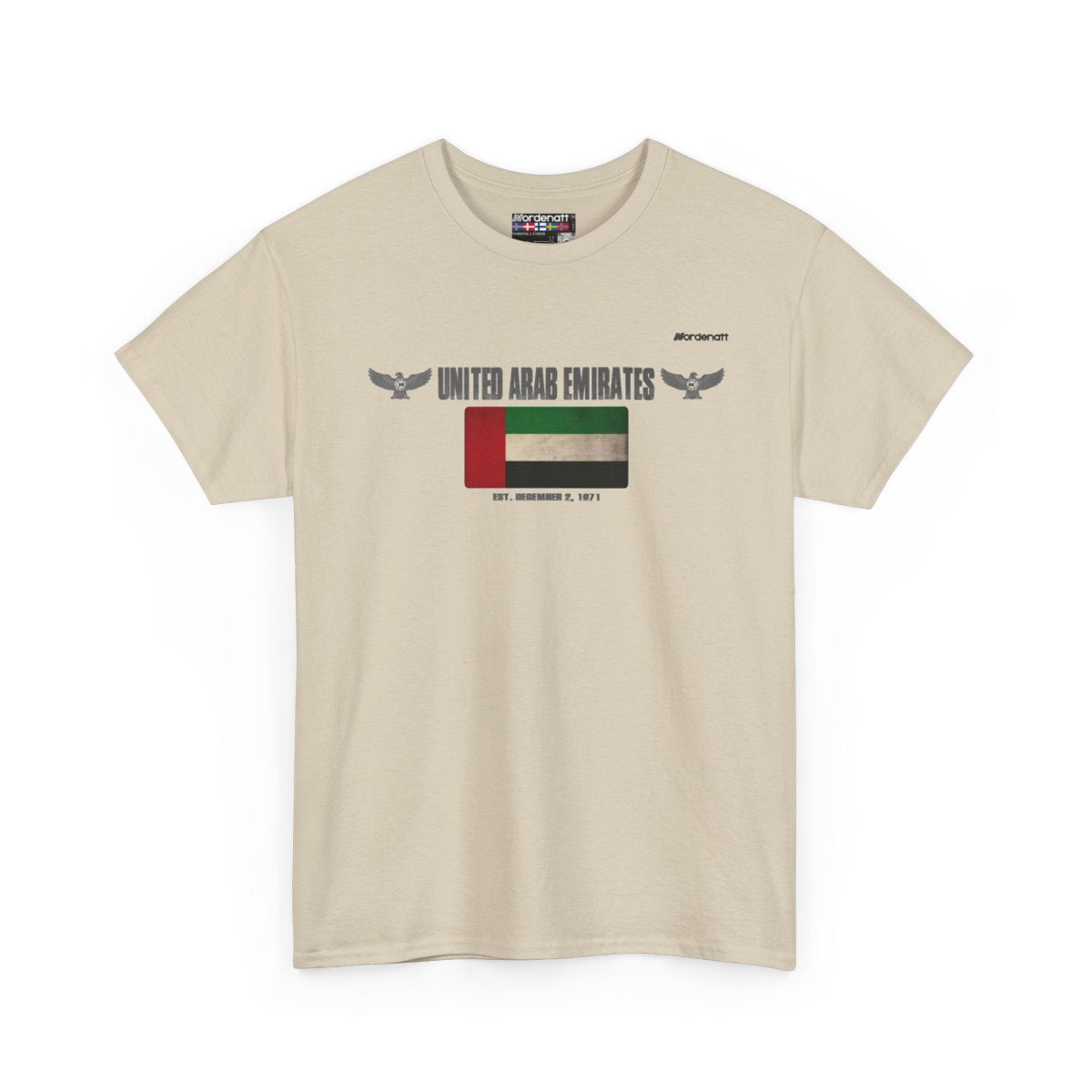 United Arab Emirates flag t-shirt in Sand — premium cotton, Nordenatt