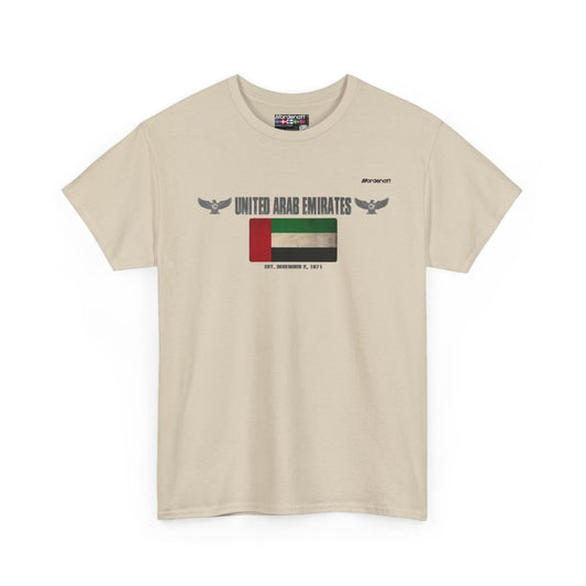 United Arab Emirates flag t-shirt in Sand — premium cotton, Nordenatt